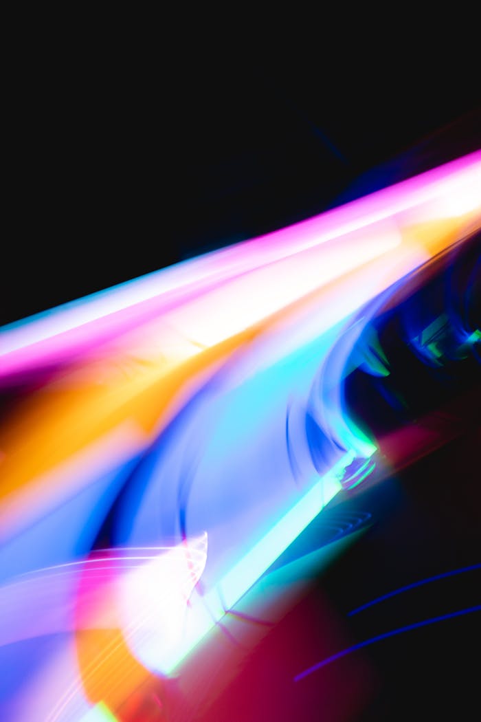 Colorful light streaks in a dynamic modern abstract composition.